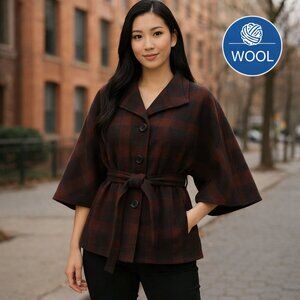 BOYNE VALLEY WEAVERS Plaid Wool Jacket/Cape – Made in Ireland, Pure Elegance!
